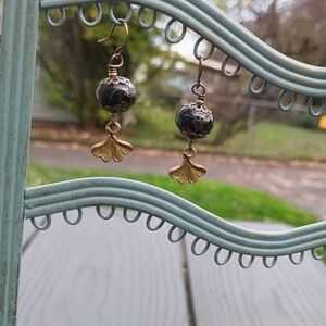 Vintage Black and Gold Dangle Earrings